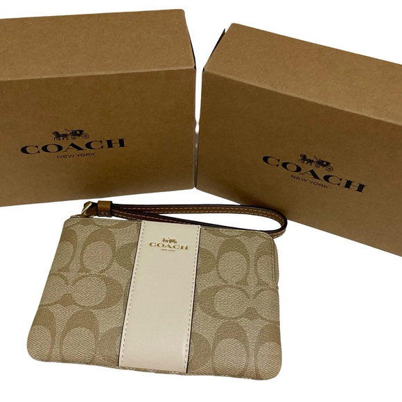 Coach Corner Zip Wristlet In Signature Canvas New - Picture 4 of 6